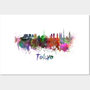 Tokyo skyline in watercolor Posters and Art